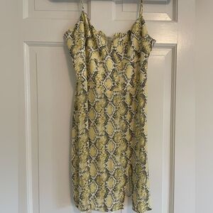 Blue Life Yellow Snake Print Slip Dress
